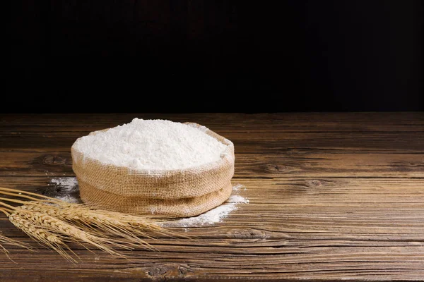 Organic Natural Whole Grain Flour Sacks Wheat Seeds Ears Wheat — 스톡 사진