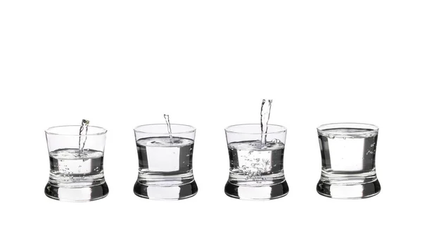 Pour Water Glass White Background — Foto Stock
