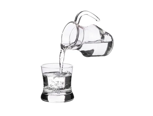 Pour Water Glass White Background — 图库照片