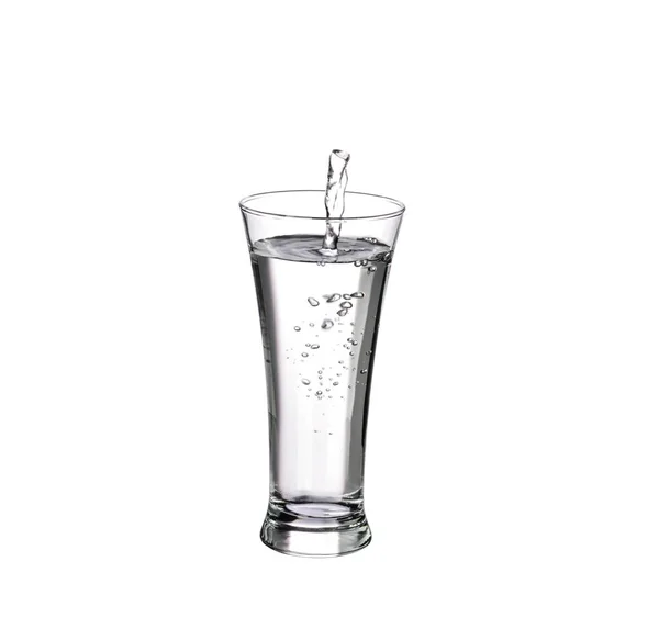 Pour Water Glass White Background — Fotografia de Stock