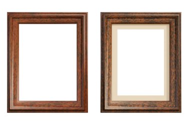 3 boyutlu kare kare fotoğraf çerçevesi simülasyonu, gerçekçi illüstrasyon. Boş, eski, ahşap fotoğraf çerçevesi. Modern iç tasarım için uygun.