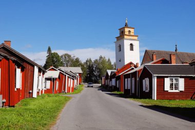 Gammelstad, İsveç - 25 Ağustos 2020: Lulea yakınlarındaki eski UNESCO kilise kasabası UNESCO dünya mirası.