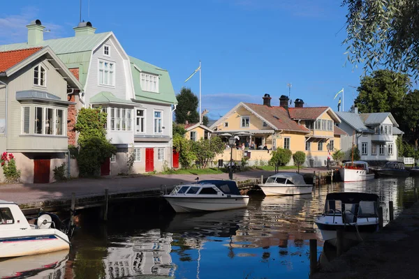 Trosa Schweden August 2021 Blick Auf Die Bauten Und Ausflugsboote — Stockfoto