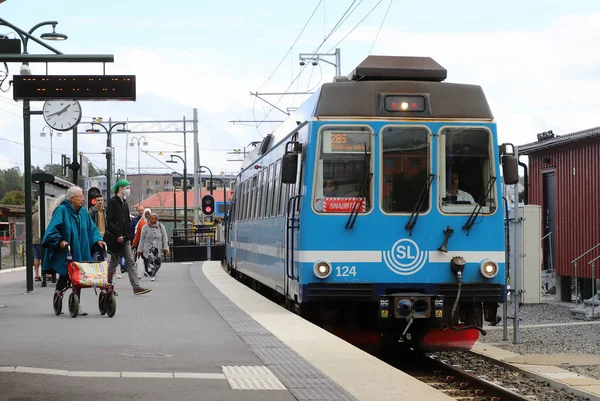 Akersberga Zweden Augustus 2021 Roslagsbanan Light Rail Express Trein Route — Stockfoto