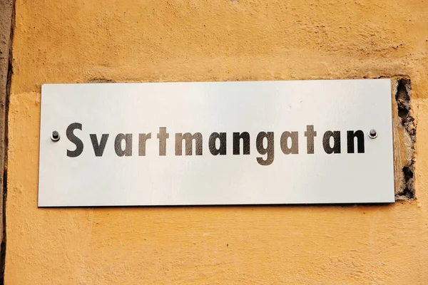 Straßenschild Svartmangatan Der Stockholmer Altstadt — Stockfoto