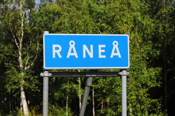 Panneau Routier Pour Village Suédois Ranea — Photo