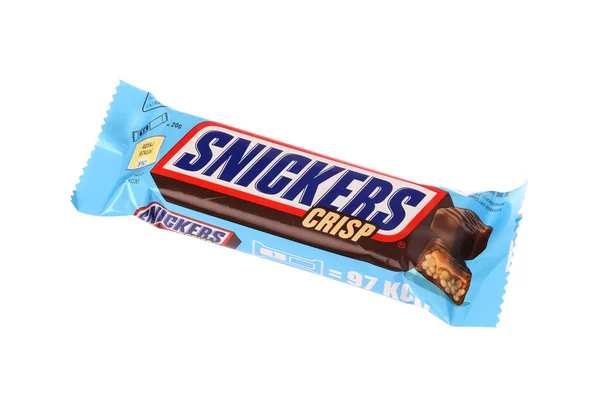 Stoccolma Svezia Dicembre 2021 Una Tavoletta Cioccolato Snickers Croccante Pacakge — Foto Stock