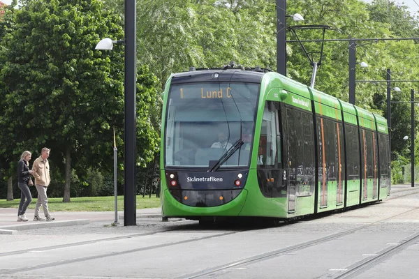 Lund Schweden Juni 2022 Grüne Straßenbahn Für Skanetrafiken Auf Der — Stockfoto