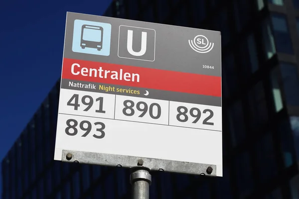 Stockholm Sweden July 2022 Public Transportation Bus Stop Central Station —  Fotos de Stock