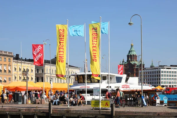 Helsinki Finland August 2022 Sightseeing Boats Market Square — стокове фото