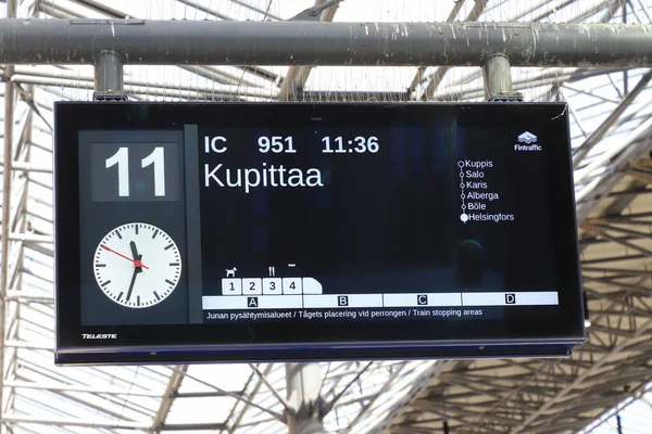 Helsinki Finland August 2022 Platform Destination Information Sign Track Departure — Zdjęcie stockowe