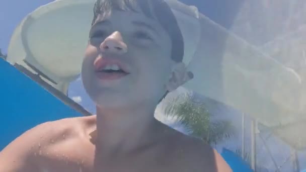 Year Old Brazilian Child Having Fun Going Toboggan — Stock Video