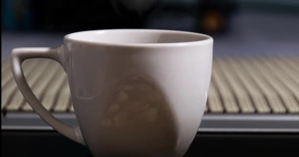Kaffe Och Jordnötter Rostade Utan Salt Bärbar Skärm Sidovy — Stockvideo