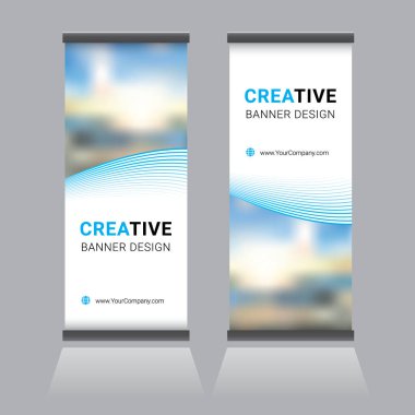 Standart pankart tasarımını mavi ve beyaz olarak katla