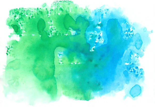 Зеленый Синий Абстрактный Акварельный Фон Белом Фоне — стоковое фото
