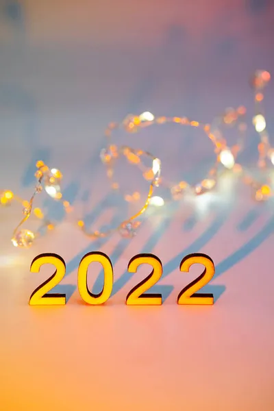 2022 Numero Con Ombra Sfondo Colorato Concetto Festivo Anno Nuovo — Foto Stock