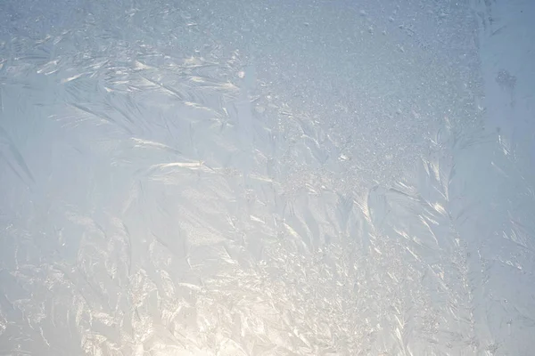 Soyut Buz Deseni Soğuk Kışta Dondurucu Gürültülü Bir Pencere Penceredeki — Stok fotoğraf