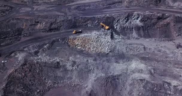 Vista Aérea Área Mineração Carvão Mina Céu Aberto Pedreira Drone — Vídeo de Stock