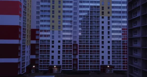 Vue Sur Drone Façade Colorée Immeuble Contemporain Fenêtres Balcons Images — Video