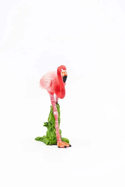 Speelgoeddier Figuur Roze Flamingo Wit — Stockfoto