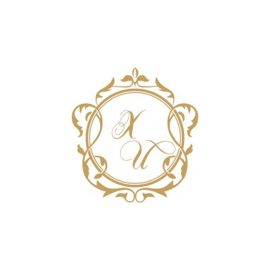 XU Düğün başlangıç daveti zarif süs çemberi element vektör grafik şablonu