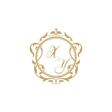 XY Düğün başlangıç daveti zarif süs çemberi element vektör grafik şablonu