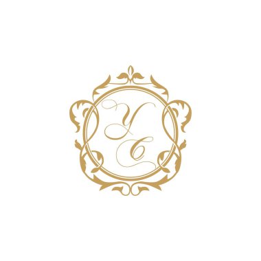 YC Düğün davetiyesi zarif süs çemberi element vektör grafik şablonu ile