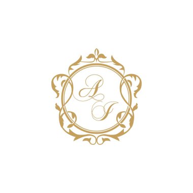 AI Düğün baş harfleri zarif süs çemberi element vektör şablonu ile davet