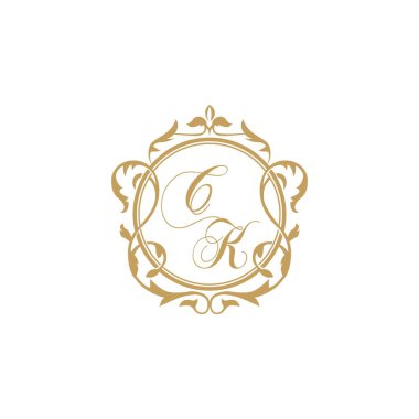 CK Düğün Davetiyesi Zarif süsleme çemberi element vektör şablonu ile