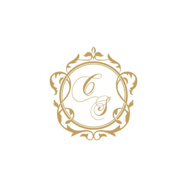 CS Düğün davetiyesinin baş harfleri zarif süsleme dairesi vektör grafik şablonu