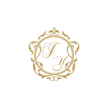 JY Düğün davetiyesinin baş harfleri zarif süs çemberi element vektör şablonu