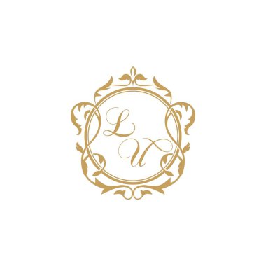 LU Düğün başlangıç daveti zarif süs çemberi element vektör grafik şablonu