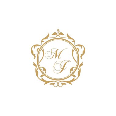 MJ Düğün ilk daveti zarif süs çemberi element vektör grafik şablonu ile