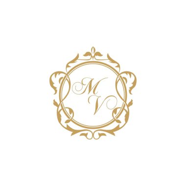 MV Düğün davetiyesi zarif süs çemberi element vektör grafik şablonu ile