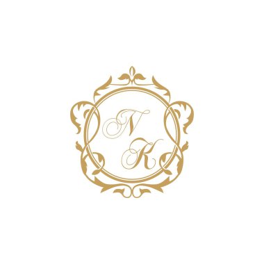 NK Düğün davetiyesi zarif süs çemberi element vektör grafik şablonu ile