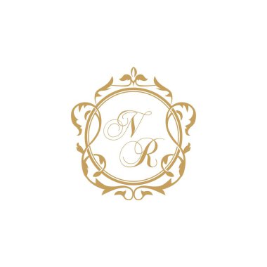 NR Düğün davetiyesi zarif süs çemberi element vektör grafik şablonu ile