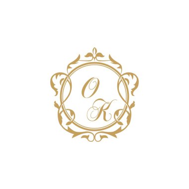 Tamam, düğün davetiyesi zarif süs çemberi element vektör grafik şablonu ile