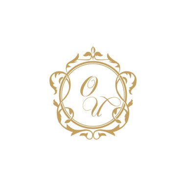 OU Düğün başlangıç daveti zarif süs çemberi element vektör grafik şablonu