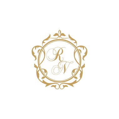 RN Düğün ilk daveti zarif süs çemberi element vektör grafik şablonu ile