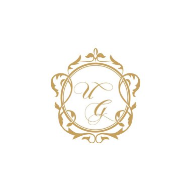 Zarif süs çemberi element vektör grafik şablonu ile UG Düğün ilk daveti