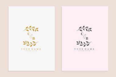 CB 'nin baş harfleri düğün modern çiçek el işi süsleme vektör prim tasarımı.