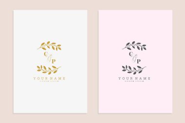 CP 'nin baş harfleri modern çiçek el yapımı süs taşıyıcı prim tasarımı.