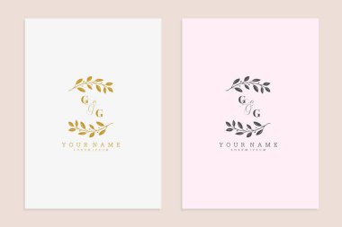 GG 'nin baş harfleri modern çiçek el yapımı süsleme vektör premium tasarımı.