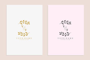 VF ilk düğün çiçekli basit modern vektör grafik şablonu