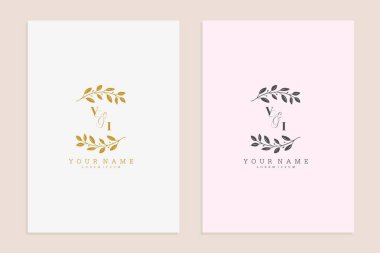 VI düğün çiçekli basit modern vektör grafik şablonu