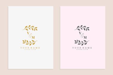 VM ilk düğün çiçekli basit modern vektör grafik şablonu