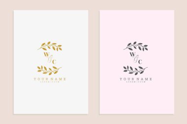 WC ilk düğün çiçekli basit modern vektör grafik şablonu