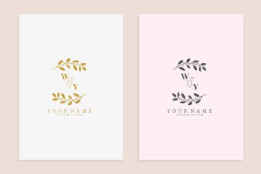 WY baş harfleri düğün modern çiçek el yapımı süsleme vektör premium tasarımı