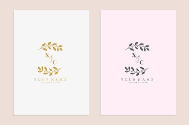 XC 'nin baş harfleri düğün modern çiçek el yapımı süs taşıyıcı prim tasarımı.