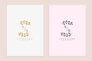 XQ 'nun baş harfleri modern çiçek el işi süsleme vektör premium tasarımı.